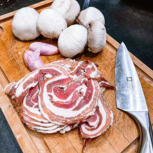 Tagliattelles, sauce pancetta et champignons