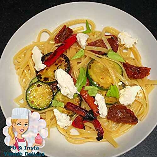 Linguines aux légumes sautés et ricotta 