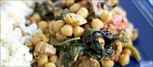 Pois chiches aux aubergines et aux épinards à l’indienne – Palak baingan aur channa