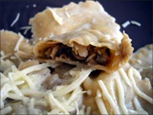 Ravioli géants aux champignons et graines de courges