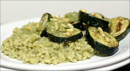 Risotto au pesto et courgettes roties