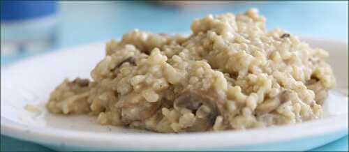 Risotto aux champignons et purée d’amande, très facile en cocotte minute