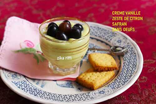 CRÈME DESSERT AU FROMAGE BLANC- SAFRAN ET RAISINS NOIRS SANS ŒUFS ET SANS GLUTEN