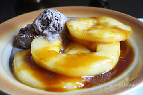 MELON RÔTI AU CARAMEL BEURRE SALÉ ET SES BOULES DE GLACE VANILLE- CHOCOLAT