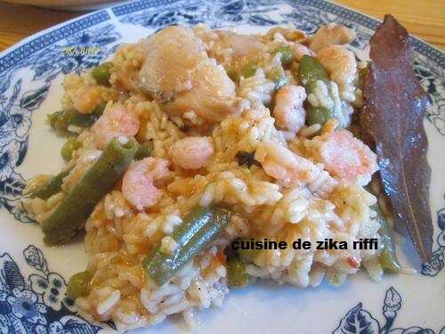 MON RISOTTO AUX CREVETTES-POULET ET HARICOTS VERTS