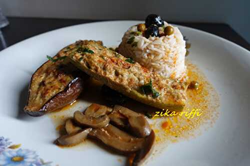 PLAT D'AUBERGINES ET COURGETTES FARCIES- CUISSON AU FOUR