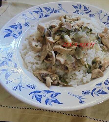 PLAT DE RIZ ET SA GARNITURE DE POULET SAUCE BLANCE- CUISINE FACILE