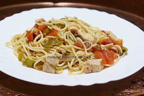 SPAGHETTIS A LA PROVENÇALE ANCHOIS ET POULET