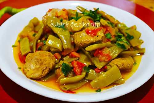 TAJINE D'AGNEAU AUX HARICOTS VERTS  ( LOUBIA KHADRA MARKA - LOUBIA MACHTO ) 