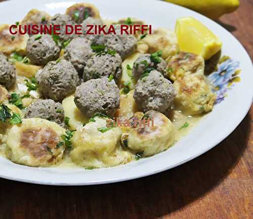 TAJINE DE CROQUETTES DE CHOU FLEUR AUX BOULETTES D'AGNEAU EN SAUCE BLANCHE AU CITRON