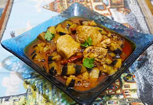 TAJINE DE POULET AU AUBERGINES ET CARVI