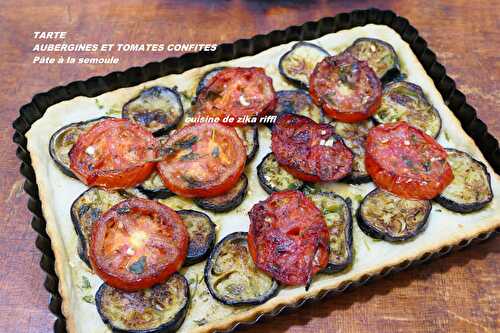 TARTE AUX AUBERGINES ET TOMATES CONFITES - PÂTE À LA SEMOULE