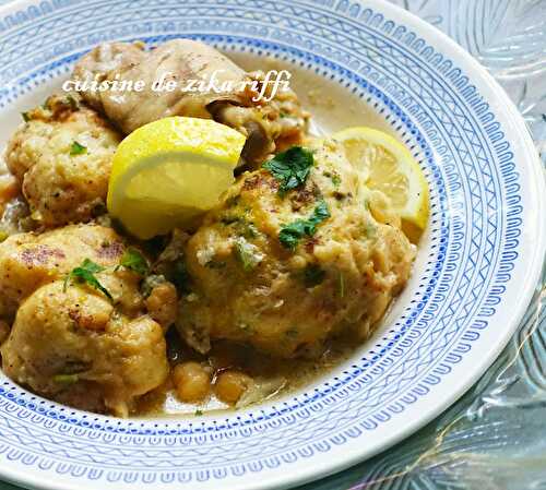 BEIGNETS DE CHOU-FLEUR SAUCE BLANCHE AU POULET FERMIER ( BROUKLOU MAQULI )- TERROIR BÔNOIS