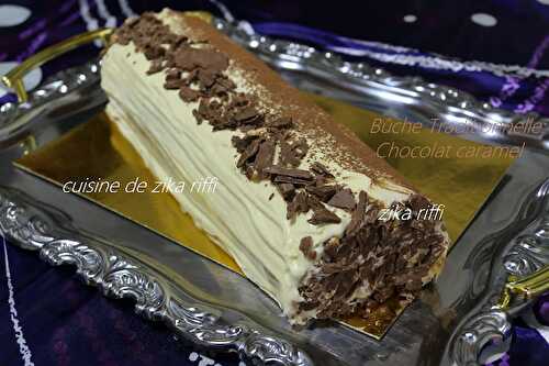 BÛCHE TRADITIONNELLE DU NOUVEL AN AU CARAMEL ET CHOCOLAT