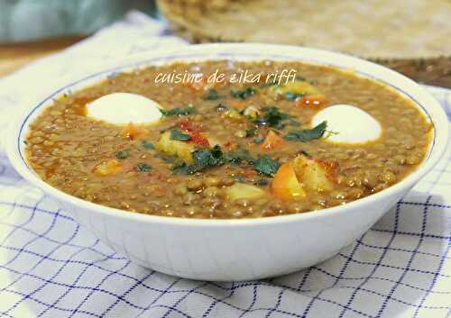 SOUPE DE LENTILLES VERTES AUX ŒUFS DURS ET CAROTTES À L'ALGÉRIENNE