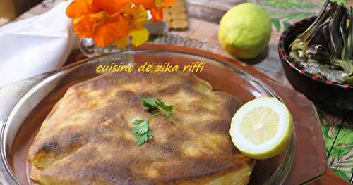 TOURTE FEUILLES DE BRICKS AU THON- FROMAGE ET POMMES DE TERRE ( TAJINE MALSOUKA )