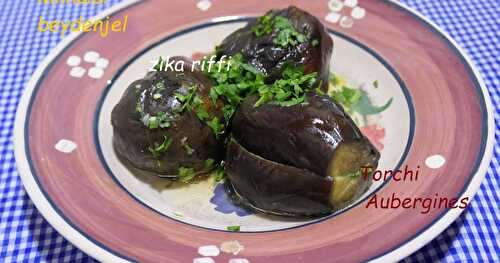 TORCHI BEYDENJEL DE ANNABA OU AUBERGINES BRAISÉES À L'AIL ET AU VINAIGRE