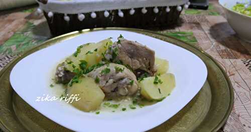 BATATA BAYDA MARKA B DJEJ WEL KHAL- TAJINE DE POMMES DE TERRE AU POULET SAUCE BLANCHE AU VINAIGRE