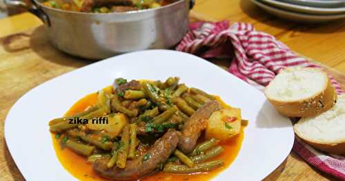  LOUBIA KHADRA MARKA BEL MERGUEZ- MIJOTÉ DE HARICOTS VERTS FRAIS AUX MERGUEZ