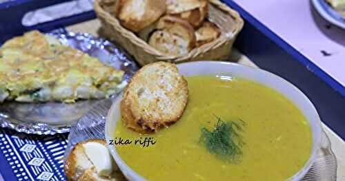 SOUPE DE POISSON AU FENOUIL ET SES CROÛTONS DORÉS À LA POÊLE