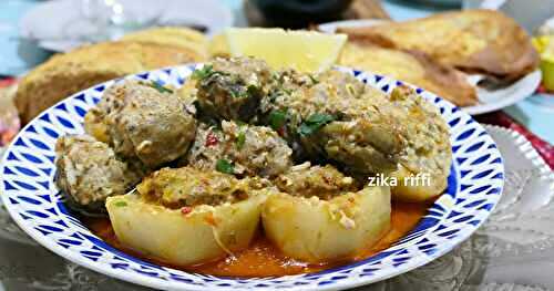 TAJINE D'AGNEAU AUX CŒURS D'ARTICHAUTS ET POMMES DE TERRE FARCIS