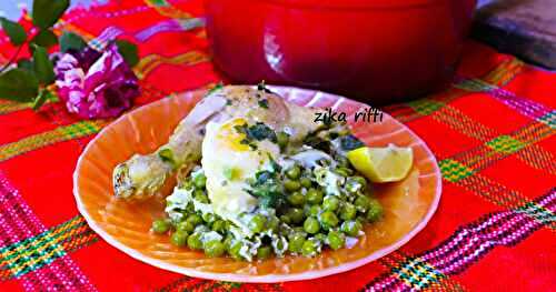 TAJINE DE PETITS POIS AU POULET AUX OEUFS- MARKA JELBENA BEL DJEJ W 3DAM