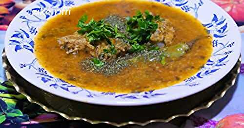 SOUPE BÔNOISE AU CARRÉ D'AGNEAU ET BLÉ VERT TORREFIÉ ET CONCASSÉ ( JERI BEL FRICK ANNABI )