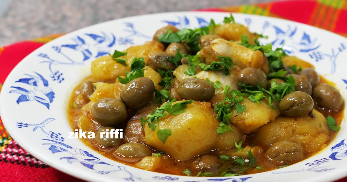 BATATA KARNOUN BEL ZAITOUNE-TAJINE DE TOPINAMBOURS AU POULET ET OLIVES CONSERVES MAISON 