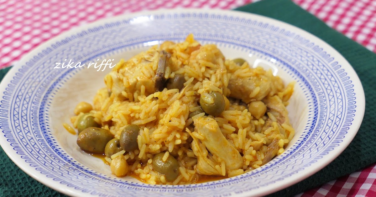 RISOTTO AU POULET- OLIVES VERTES ET POIS CHICHES À LA TOMATE