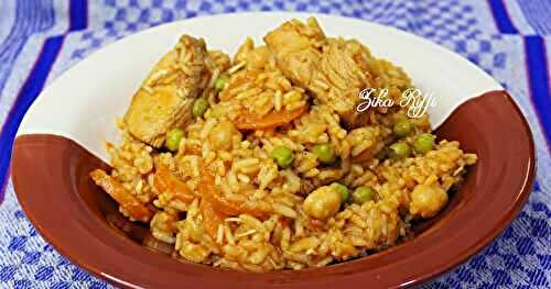 PLAT DE RIZ ALGÉRIEN AU POULET- POIS CHICHES ET PETITS LÉGUMES