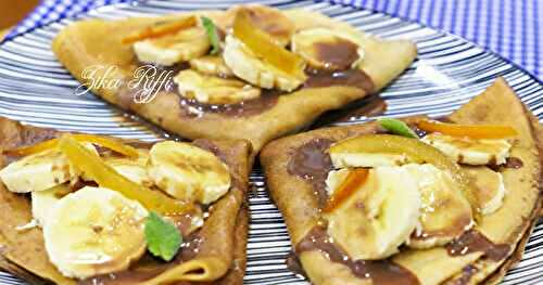 CRÊPES PARTY- BANANE- SAUCE CHOCOLAT ET ZESTES D'AGRUMES CONFITS POUR LA RENTRÉE