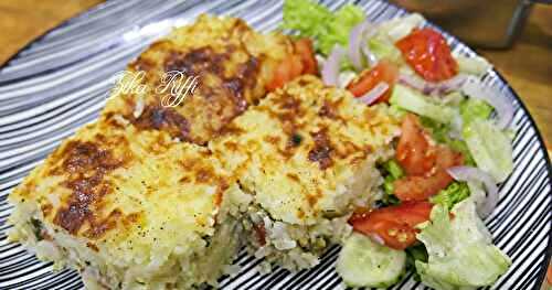 GRATIN DE RIZ FARCI DE VIANDE HACHÉE - PARMESAN ET OLIVES
