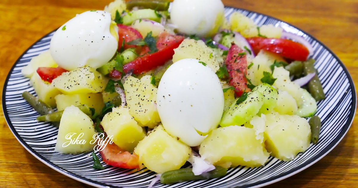 SALADE DE POMME DE TERRE AUX HARICOTS VERTS- CONCOMBRE ET TOMATE AUX OEUFS DURS