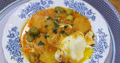 CHTAÏTHA BATATA AUX ŒUFS ET OLIVES- TAWM W FELFEL QALB SARDOUK
