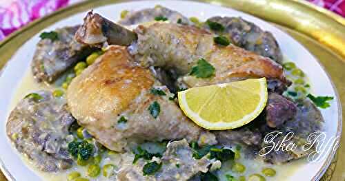 MARKA JELBENA BEL KARNOUN- TAJINE DE PETITS POIS AUX ARTICHAUTS ET POULET FERMIER- SAUCE BLANCHE