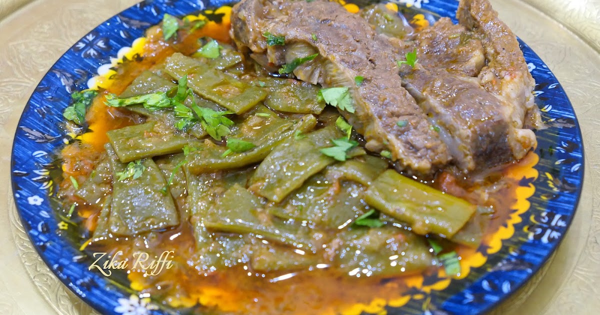 MIJOTÉ DE HARICOT VERTS PLATS (MANGE TOUT) À L'AGNEAU- LOUBIA KHADRA MARKA- 1er DE L'AN DU MONDE