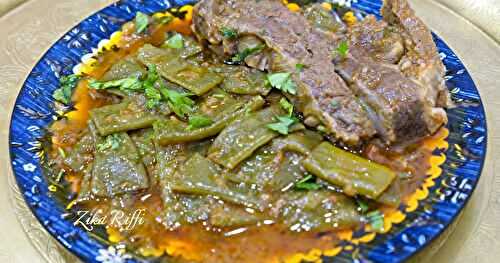 MIJOTÉ DE HARICOT VERTS PLATS (MANGE TOUT) À L'AGNEAU- LOUBIA KHADRA MARKA- 1er DE L'AN DU MONDE