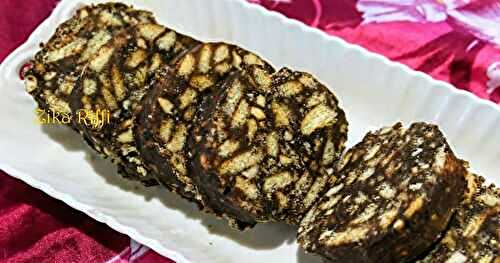 EASY CAKE OU GÂTEAU MOSAÏQUE GREC AU CHOCOLAT- NOIX ET NOISETTES- SANS CUISSON