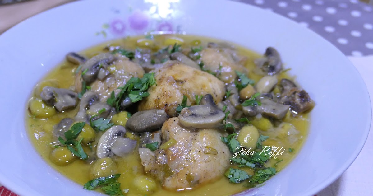 PETIT MIJOTÉ DE POULET- CHAMPIGNONS EN SAUCE AUX OLIVES- CUISINE SANS FILET ZERO BALANCE