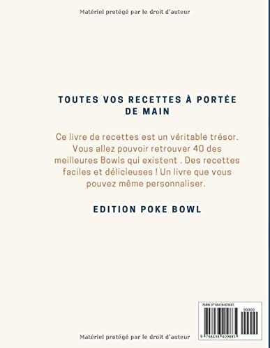 40 Recettes Poke Bowl: Un livre de recette bowl facile et pratique