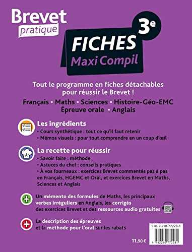 Brevet Pratique Maxi-Compil de fiches la totale 3e Brevet 2022: Toutes les disciplines de l'épreuve et du contrôle continu pour réussir le Brevet