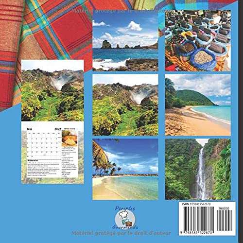 Calendrier 2022 La Guadeloupe Paysages et Recettes Locales: Agenda Mural 12 mois Janvier à Décembre et jours fériés
