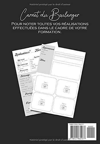 Carnet du Boulanger: Pour CAP - Formations Boulangerie | Cahier à remplir | Recettes de Pains et Viennoiseries artisanaux