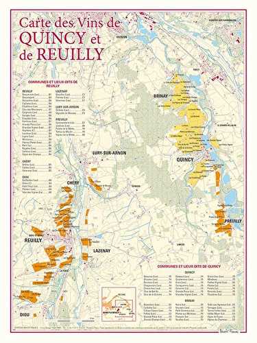 Carte des vins de quincy et de reuilly
