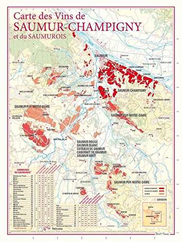 Carte des vins de saumur champigny et du saumurois