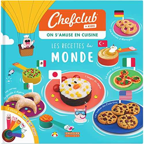 Chefclub Kids - Livre de Recettes du Monde pour Enfants - Livre de Cuisine - 20 Recettes pour Faire Voyager les Enfants avec les Tasses Chefclub Kids