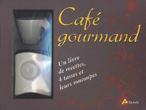 Coffret café gourmand - un livre de recettes, 4 tasses et leurs soucoupes