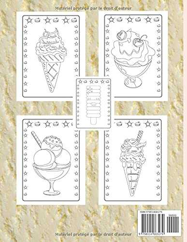Crème Glacée Livre à Colorier Pour les Enfants: Coloriages mignons de crème glacée (tout-petits en maternelle)