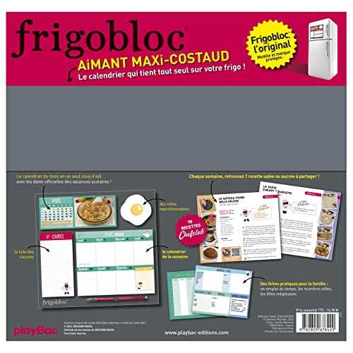 FRIGOBLOC HEBDOMADAIRE CHEFCLUB 2023 - 16 MOIS - (DE SEPT. 2022 À DÉC. 2023)