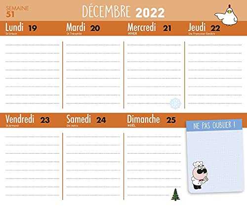 FRIGOBLOC HEBDOMADAIRE CHEFCLUB 2023 - 16 MOIS - (DE SEPT. 2022 À DÉC. 2023)